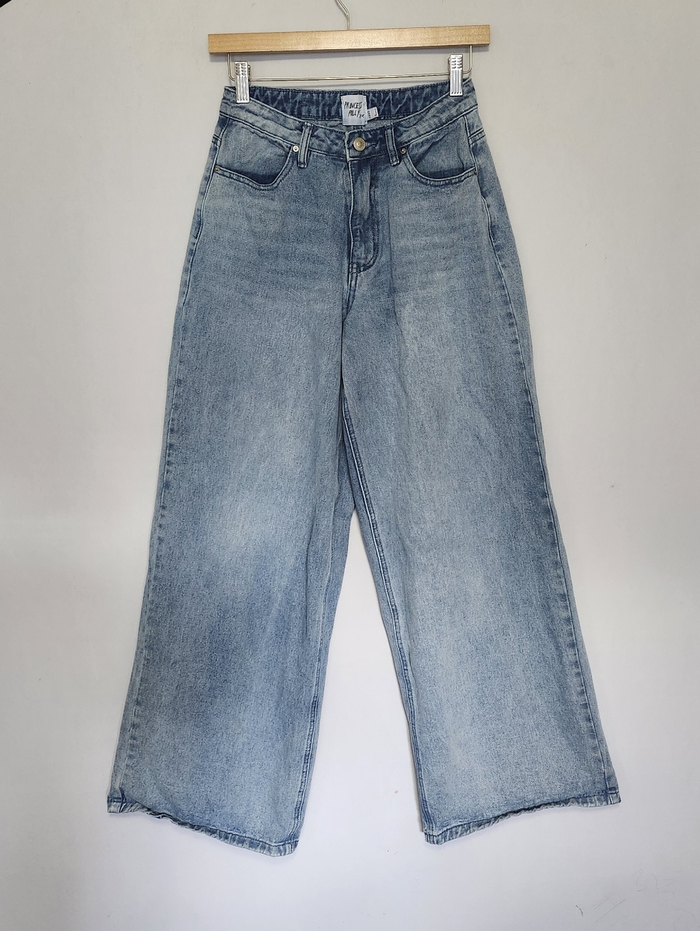 Princess Polly Medium Light Wash High Rise Wide Leg Jeans Size 2